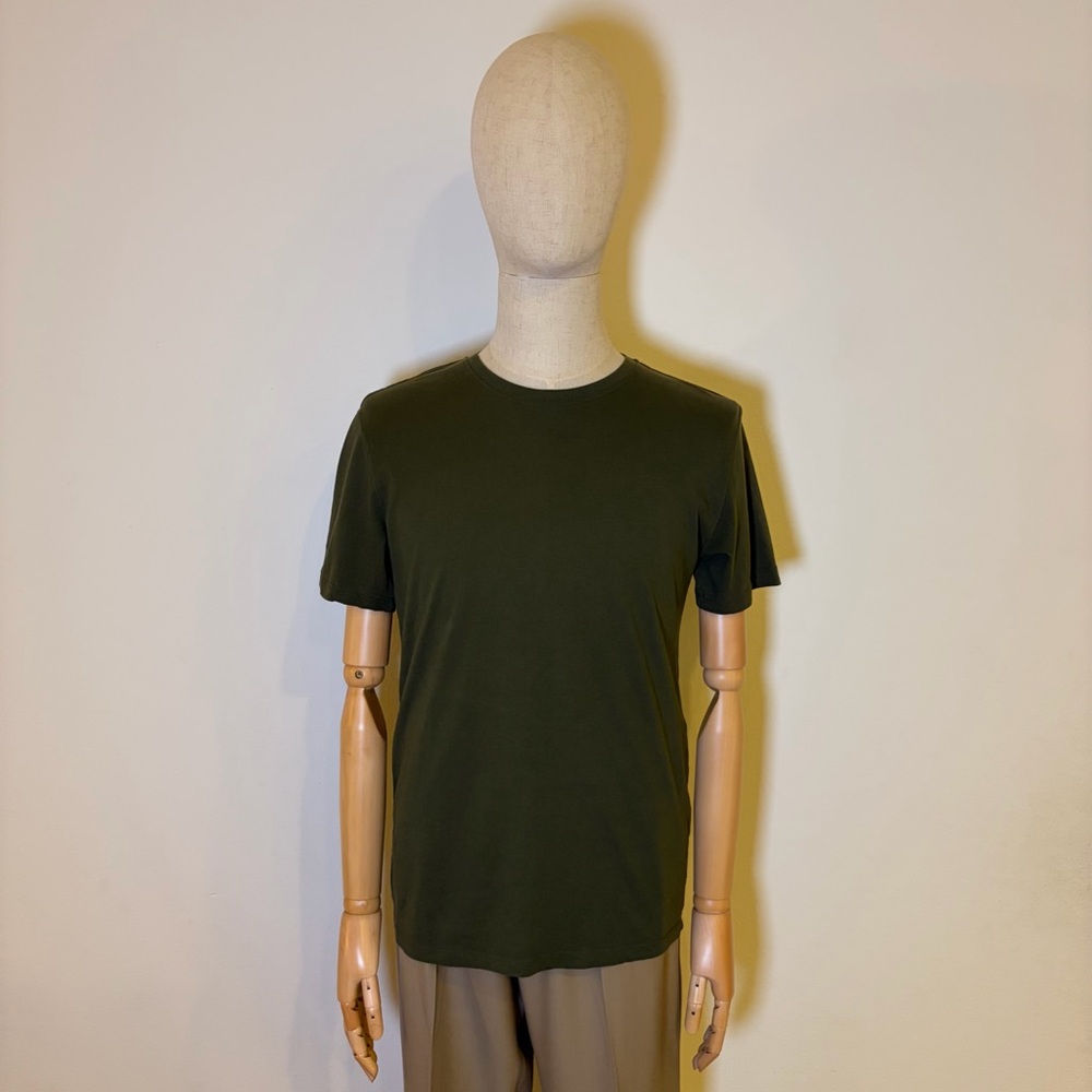 DIP Men’s Khaki Olive Green 100% Cotton Crewneck T-Shirt - Size S